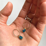 Decadorn Hoop Earrings - Neon Apatite Mini Gem Slice Gold