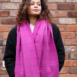 PM Magenta Running Stitch Check Scarf