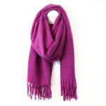 PM Magenta Running Stitch Check Scarf