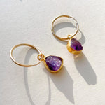 Decadorn Hoop Earrings - Carved Amethyst Gold