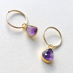 Decadorn Hoop Earrings - Carved Amethyst Gold