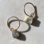 Decadorn Hoop Earrings - Carved Aquamarine Gold