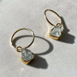 Decadorn Hoop Earrings - Carved Aquamarine Gold