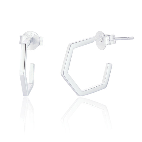 SPK Wren Hexagon Earrings- Stirling Silver