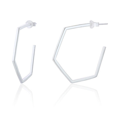 SPK Wren Large Hexagon Earrings- Stirling Silver