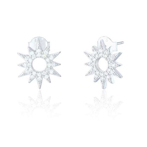 SPK ZIA C.Z. Starburst Stud Earrings- Stirling Silver