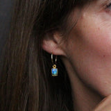 Decadorn Hoop Earrings - Labradorite Mini Gem Slice Gold