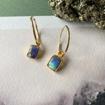 Decadorn Hoop Earrings - Labradorite Mini Gem Slice Gold