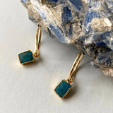 Decadorn Hoop Earrings - Neon Apatite Mini Gem Slice Gold