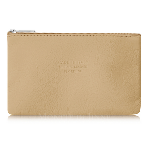 Italian Leather Coin Purse - Light Taupe