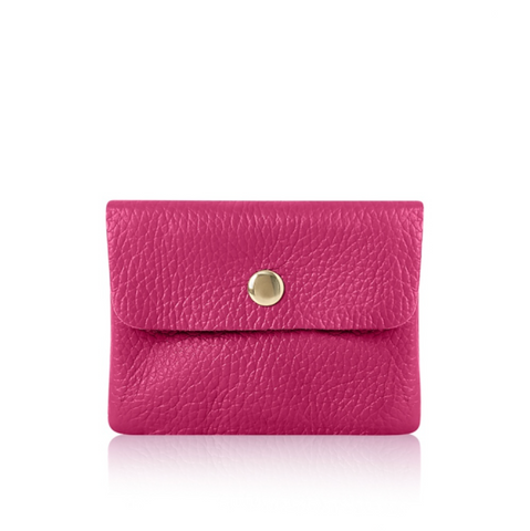 Italian Leather Coin Purse - Fuchsia