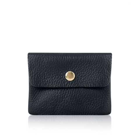 Italian Leather Coin Purse - Navy