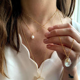 Decadorn Pendant Necklace - Flat Fresh Water Pearl & Star - Gold