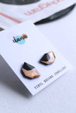 Dana Geo Stud Earrings - Pink/Copper/Black