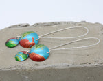 Lisa Marsella Long Decending Double Dome Earrings - Orange Lime & Turquoise